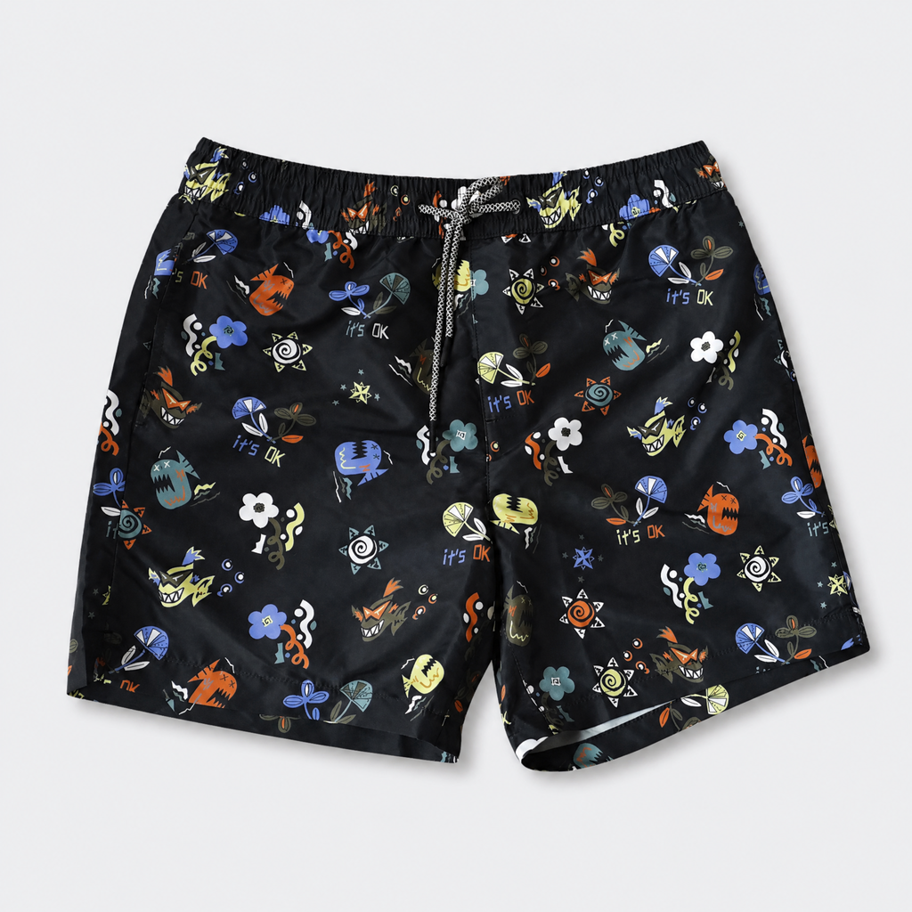 Doodle Graphic UV Beach Short
